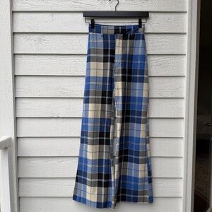 Free People Women's Plaid Trousers - Black, Blue and Cream, size 0